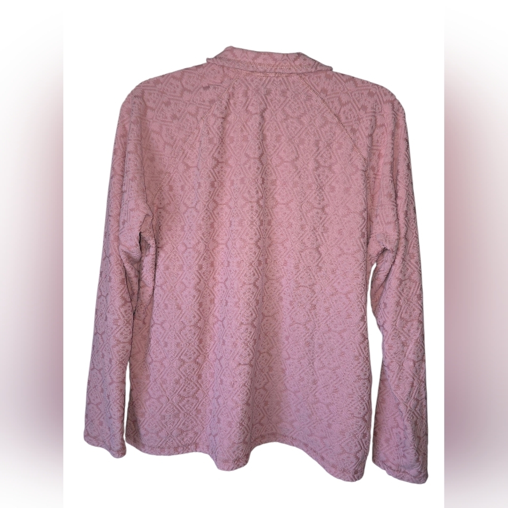 Eddie Bauer Textured Pink Quarter Zip Pullover Long sleeves XL 100% Polyester - Picture 2 of 8